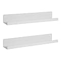 Kate and Laurel Mezzo Modern Metal Ledge Shelves, 3-1/4”H x 23-3/4”W x 4-1/2”D, White