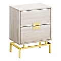 Monarch Specialties Retro 2-Drawer Accent Table, Rectangular, Beige Marble/Gold