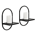 Kate and Laurel Olav Wall Shelf Set, 12-1/2”H x 8”W x 5-1/2”D, Black, Set Of 2 Shelves