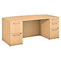 Bush Business Furniture 300 Series Bow Front/Breakfront Desk With 2 And 3 Drawer Pedestals, 72"W x 36"D, Natural Maple, Premium Installation
