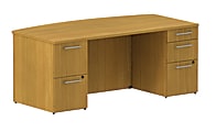 BBF 300 Series Bow-Front Double-Pedestal Desk, 29 1/10"H x 71 1/10"W x 36 1/10"D, Modern Cherry, Standard Delivery Service