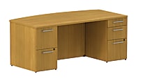 BBF 300 Series Bow-Front Double-Pedestal Desk, 29 1/10"H x 71 1/10"W x 36 1/10"D, Modern Cherry, Premium Installation Service
