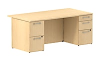 BBF 300 Series Executive Double-Pedestal Desk, 29 1/10"H x 71 1/10"W x 36 1/10"D, Natural Maple, Premium Installation Service