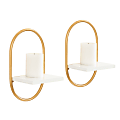 Kate and Laurel Olav Wall Shelf Set, 12-1/2”H x 8”W x 5-1/2”D, White/Gold, Set Of 2 Shelves 1 thumbnail image