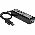 Tripp Lite Portable 4-Port USB 3.0 SuperSpeed Mini Hub with Built In Cable - Hub - 4 x SuperSpeed USB 3.0 - desktop 1 thumbnail image
