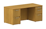 BBF 300 Series Double-Pedestal Desk, 29 1/10"H x 65 3/5"W x 29 3/5"D, Modern Cherry, Premium Installation Service