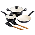 Gibson Home Plaza Cafe 7-Piece Forged Aluminum Cookware Set, Black 1 thumbnail image