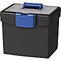 Storex File Storage Box with XL Storage Lid - External Dimensions: 10.9" Length x 13.3" Width x 11" Height - 30 lb - Media Size Supported: Letter 8.50" x 11" - Clamping Latch Closure - Plastic - Black, Blue - For File, Folder - 1 Each