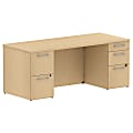 Bush Business Furniture 300 Series Office Desk With 2 Pedestals,72"W, Natural Maple, Standard Delivery
