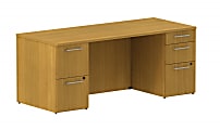 BBF 300 Series Double-Pedestal Desk, 29 1/10"H x 71 1/10"W x 29 3/5"D, Modern Cherry, Premium Installation Service