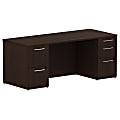 Bush Business Furniture 300 Series Office Desk With 2 Pedestals,72"W, Mocha Cherry, Premium Installation