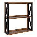 Kate and Laurel Rigby Wood Wall Shelves, 28”H x 25”W x 8”D, Rustic Brown/Black