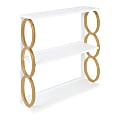 Kate and Laurel Ring Wooden 3-Tier Shelves, 31”H x 28”W x 8”D, White/Gold