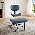 Pinmoco Ergonomic Fabric Mid-Back Cross-Legged Office Chair, Blue, Total Qty 1 1 thumbnail image