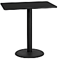 Flash Furniture Rectangular Laminate Table Top With Round Bar Height Table Base, 43-3/16”H x 24”W x 42”D, Black