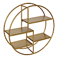 Kate and Laurel Saphira Round Wood Wall Shelves, 20”H x 20”W x 6-1/8”D, Gold 1 thumbnail image