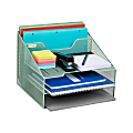 Mind Reader Desktop Vertical Paper Tray Organizer, 9-1/2” H x 11-1/2” W x 12-1/2” D, Green