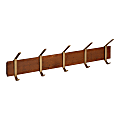 Kate and Laurel Rossmore Wood And Metal 5-Hook Shelf, 4-3/8”H x 29-15/16”W x 7-1/4”D, Brown 1 thumbnail image