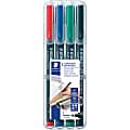 Staedtler® Mars® Lumocolor® Permanent Markers, Fine Point, Assorted Colors, Pack Of 4