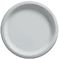 Amscan Round Paper Plates, Silver, 6-3/4”, 50 Plates Per Pack, Case Of 4 Packs