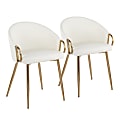 LumiSource Claire Chairs, White/Gold, Set Of 2 Chairs