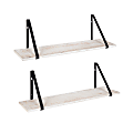 Kate and Laurel Soloman Wooden Shelves with Brackets, 8-5/16”H x 27-1/2”W x 6-15/16”D, White/Black