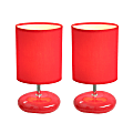Simple Designs Stonies Small Stone Look Table Bedside Lamp 2 Pack, Red