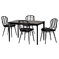 Baxton Studio Brenna 5-Piece Dining Set, 29-1/2”H x 47-1/4”W x 29-15/16”D, Black