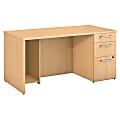 Bush Business Furniture 300 Series Breakfront Desk With 3 Drawer Pedestal, 60"W x 30"D, Natural Maple, Standard Delivery
