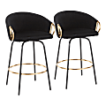 LumiSource Claire Counter Stools, Black/Gold, Set Of 2 Stools 1 thumbnail image