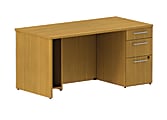 BBF 300 Series Single-Pedestal Desk, 29 1/10"H x 59 3/5"W x 29 3/5"D, Modern Cherry, Premium Installation Service