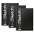 Pacon® UCreate Poly Cover Sketch Books, 12" x 9", 75 Sheets, Black, Pack Of 3 Books