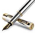 Scriveiner Classic Fountain Pen, Medium Point, 0.7 mm, Silver Chrome/Gold Barrel, Black/Blue Ink 1 thumbnail image