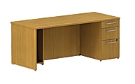 BBF 300 Series Single-Pedestal Desk, 29 1/10"H x 71 1/10"W x 29 3/5"D, Modern Cherry, Standard Delivery Service