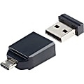 Verbatim® Nano USB 2.0 Drive With Micro USB Adapter, 16GB