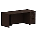 Bush Business Furniture 300 Series Breakfront Desk With 3 Drawer Pedestal, 72"W, Mocha Cherry, Premium Installation