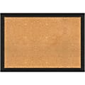 Amanti Art Rectangular Non-Magnetic Cork Bulletin Board, Natural, 40” x 28”, Accent Bronze Narrow Plastic Frame