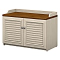 Bush Furniture Fairview Shoe Storage Bench, Antique White/Tea Maple, Standard Delivery 1 thumbnail image