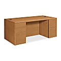 HON® 10700 72"W Prestigious Double-Pedestal Computer Desk, Harvest Cherry 1 thumbnail image