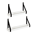 Kate and Laurel Sudbury Wood and Metal Wall Shelf Set, White/Black, Set Of 2 Shelves 1 thumbnail image