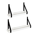 Kate and Laurel Sudbury Wood and Metal Wall Shelf Set, White/Black, Set Of 2 Shelves