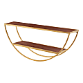 Kate and Laurel Tancill Half-Circle Wall Shelves, 11"H x 26"W x 6"D, Walnut Brown/Gold, Set Of 2 Shelves 1 thumbnail image