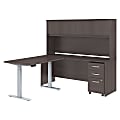 Bush Business Furniture Studio C 72"W x 24"D L Shaped Desk with Hutch, 48"W Height Adjustable Return and Storage, Storm Gray, Premium Installation 1 thumbnail image