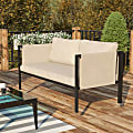 Flash Furniture Lea Indoor/Outdoor Loveseat With Storage Pockets, Light Gray/Black 1 thumbnail image
