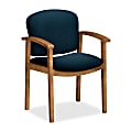 HON® Contemporary Wood Guest Chair, Single-Rail Arms, 33"H x 23 1/2"W x 18 1/2"D, Blue/Harvest