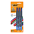 BIC 4-Color Smooth Retractable Ballpoint Pens, Medium Point, 1.0mm, Blue Barrel, Assorted Ink Colors, Pack Of 3 Pens