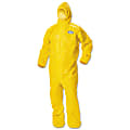 Kimberly-Clark® Professional KleenGuard A70 Chemical-Splash Hooded Protection Coveralls, X-Large, Yellow, Pack Of 12 Coveralls
