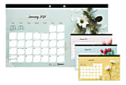 Blueline® Romantic Collection Monthly Desk Pad Calendar, 17 3/4" x 10 7/8", 50% Recycled, FSC® Certified, Floral, January to December 2021