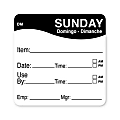 DayMark DissolveMark Sunday Use By Labels, 81486, 2" x 2", Roll Of 250 Labels