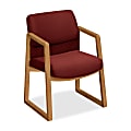 HON® Hardwood Sled-Base Guest Chair, 32 1/2"H x 24"W x 25 1/2"D, Burgundy/Harvest